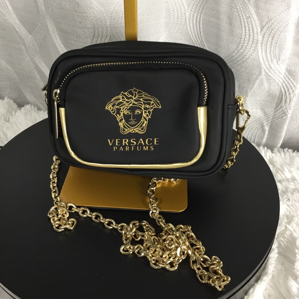 Versace Parfums Black & Gold Medusa Chain Crossbody